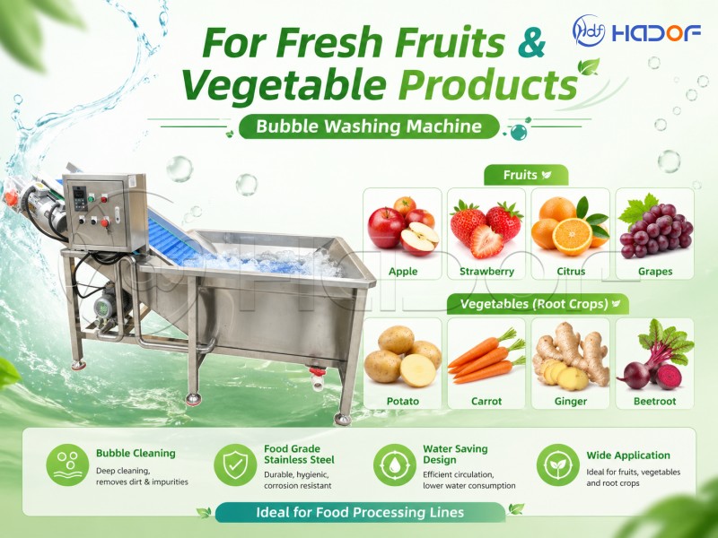 Bubble Washing Machine for Fresh Fruits & Vegetable Products